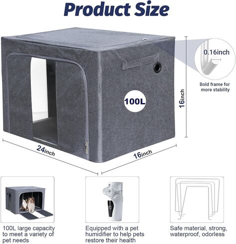 REDDOUDOU Pet Oxygen Chamber, Small Pet Incubator, Animal Humidifier Box, Pets Delivery with Padded Cotton, Cat's Nest, Pets Humidifier Accessories for Dogs, Cats, Puppies, Kittens(100L) in Kuwait