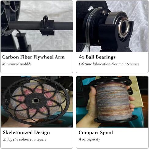 12V Electric Wheel with Adjustable Speed, 800 RPM - Forward & Reverse Rotation, 3 Spools Included, Perfect for Yarn, Wool, Silk, Fiber & Weaving Projects in Kuwait