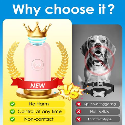 Mini ultrasonic dog bark deterrent device, effectively stops unwanted barking with 50ft,pain free training & behavior aid for indoor/outdoor use,rechargeable portable dog barking stopper (Light Pink) in Kuwait