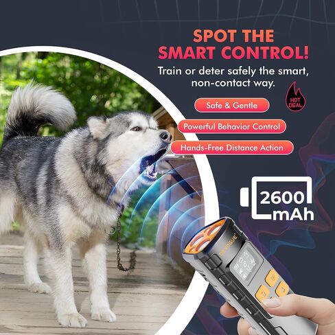 DEVOGUE® Anti Barking Device for Dogs, Dog Deterrent Device, Ultrasonic Dog Bark Deterrent with 4 Training Modes, Rechargeable Anti Bark & Bark Stopper Outdoor, 12–15m Range, 3-Head Design in Kuwait