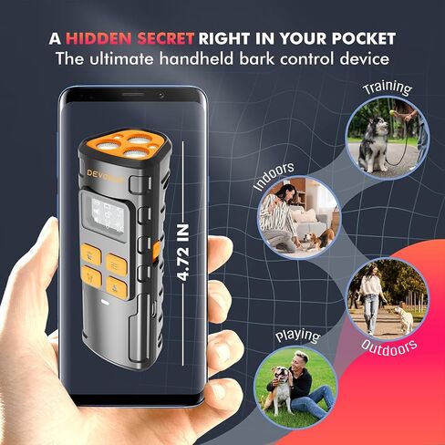 DEVOGUE® Anti Barking Device for Dogs, Dog Deterrent Device, Ultrasonic Dog Bark Deterrent with 4 Training Modes, Rechargeable Anti Bark & Bark Stopper Outdoor, 12–15m Range, 3-Head Design in Kuwait