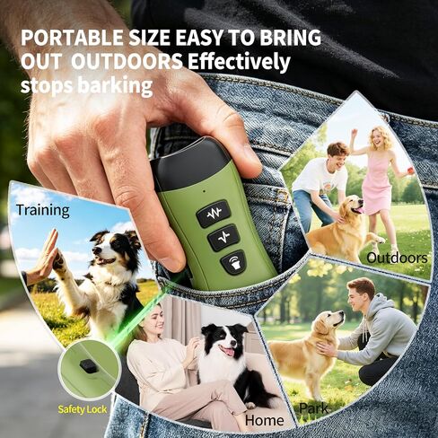 Ultrasonic Anti Barking Device, 2 Adjustable Modes, 33FT Range, Portable Bark Deterrent Trainer, Indoor Outdoor Bark Control Tool for Own and Neighbor Dogs in Kuwait