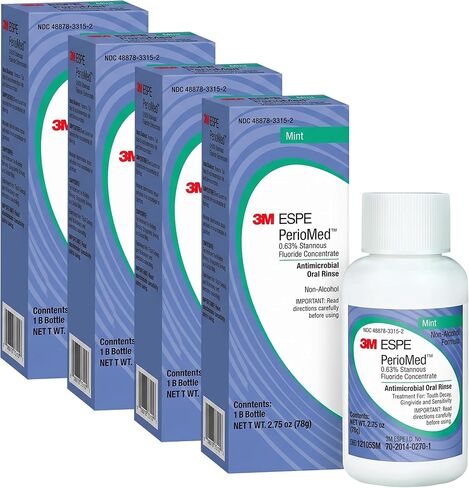 3M PerioMed Stannous Fluoride Oral Rinse with Mixing Cups, 0.63%, Concentrate, Mint, 2.75 oz. Bottle, 1 Count (Pack of 1) in Kuwait