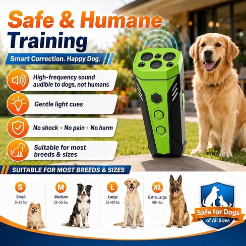 Dog Bark Deterrent Devices-3X Ultrasonic Anti Barking Device for Dogs,50 FT Range Barks No More Indoors Neighbor Outdoors with Flashlight,Portable Rechargeable Training Tool Bark Control for Dog in Kuwait