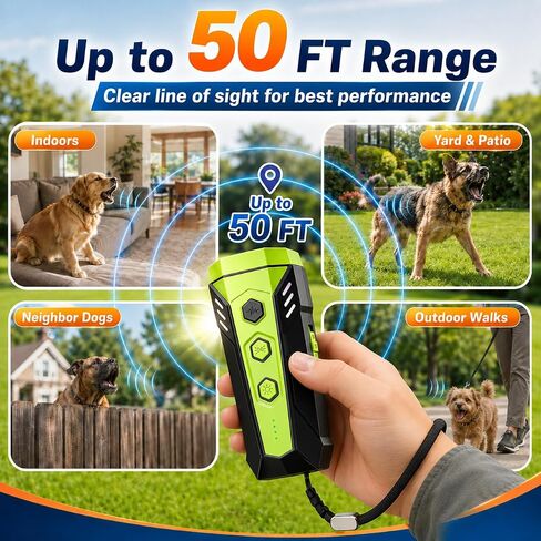 Dog Bark Deterrent Devices-3X Ultrasonic Anti Barking Device for Dogs,50 FT Range Barks No More Indoors Neighbor Outdoors with Flashlight,Portable Rechargeable Training Tool Bark Control for Dog in Kuwait