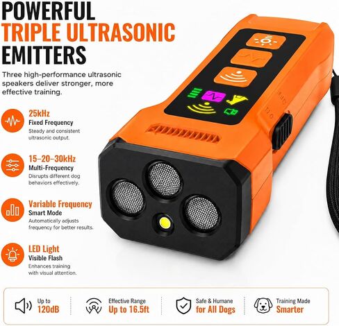 6 in 1 Ultrasonic Dog Trainer Rechargeable Handheld Bark Control Device in Kuwait