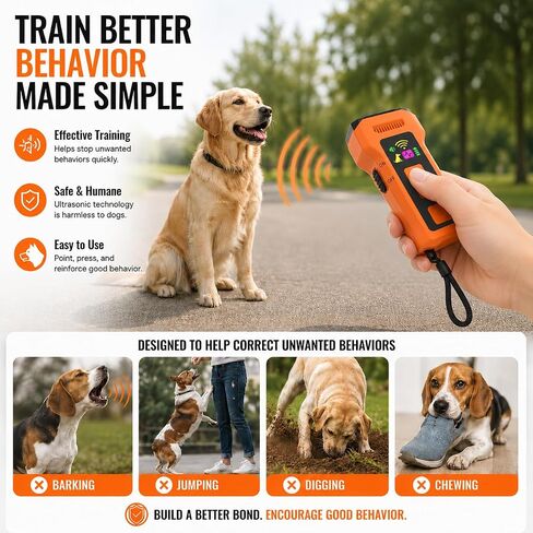 6 in 1 Ultrasonic Dog Trainer Rechargeable Handheld Bark Control Device in Kuwait