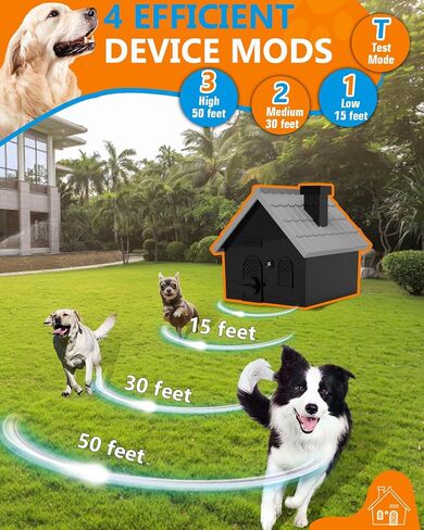 Dog Barking Control Devices, Anti Barking Device Ultrasonic Dog Barking Deterrent with 4 Modes, Stop Barking Dog Devices Up to 50 Ft Range, 2 in 1 Weatherproof Bark Control Device Outdoor Indoor in Kuwait