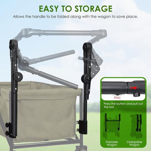 Adjustable Wagon Push Handle Attachment, Fit for Round/Square Frame Wagons in Kuwait
