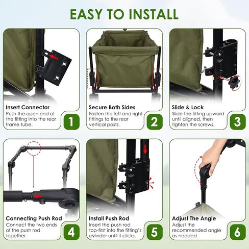 Adjustable Wagon Push Handle Attachment, Fit for Round/Square Frame Wagons in Kuwait