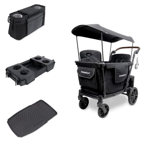 WonderFold L4 Stroller Wagon, Aluminum Frame, 4 Seater, Black in Kuwait