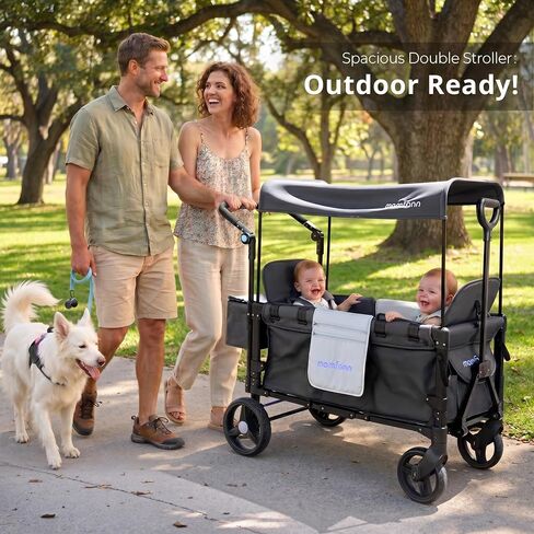MOMFANN 2-Kid Wagon Stroller, Foldable Baby Wagon with Removable Canopy in Kuwait