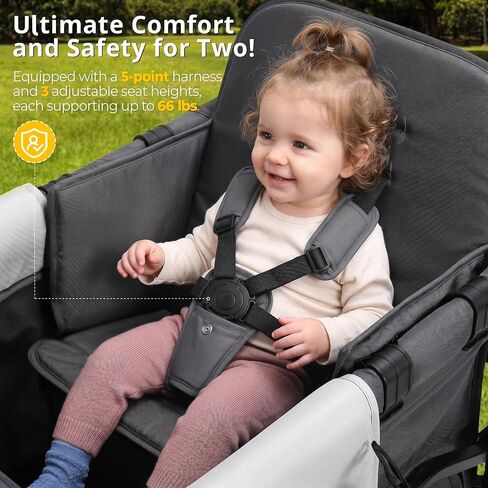 MOMFANN 2-Kid Wagon Stroller, Foldable Baby Wagon with Removable Canopy in Kuwait