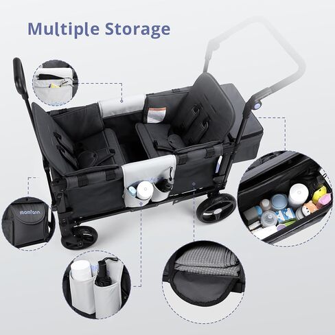 MOMFANN 2-Kid Wagon Stroller, Foldable Baby Wagon with Removable Canopy in Kuwait