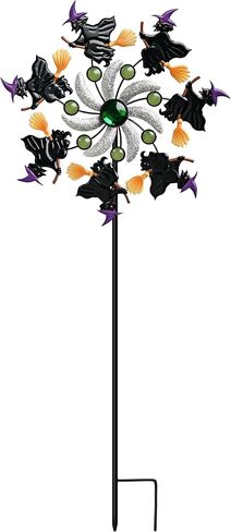 COOZZYHOUR Halloween Witch Wind Spinner, 39" Metal Yard Garden Stake Wind Sculpture,Outdoor Garden for Patio Lawn Halloween Party Decoration in Kuwait
