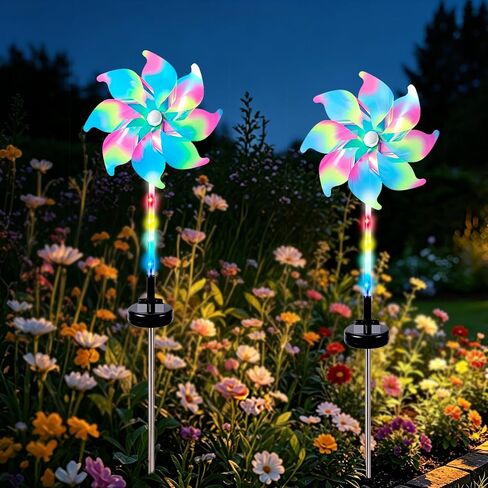 360° Solar Wind Spinners with Led Lights, Windmill for Yard & Garden Decor, Solar Powered Outdoor Decorative Lights with Kinetic Wind Sculptures,8 Modes Lighting, Waterproof in Kuwait