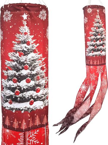 Madrona Brands Christmas Tree Winter Windsock | Durable Outdoor Hanging Wind Sock Decoration | Yard, Porch, Patio | 48 Inch in Kuwait