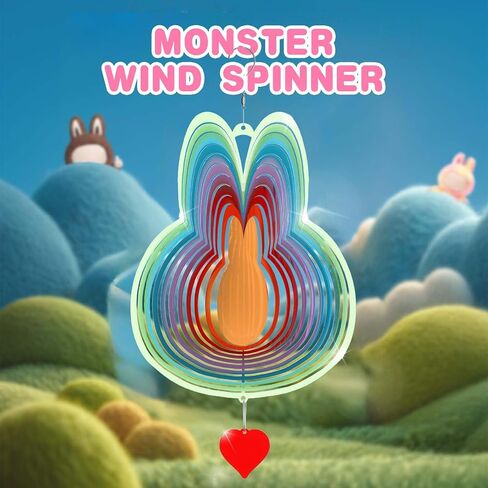 Whimsical Wind Spinner with Heart Charm – Popular Blind Box Figures Inspired Sculpture – Outdoor Hanging Garden & Yard Decor, Cute Room Decoration – Windmill, Birthday Party Supplies & Dream Catcher in Saudi Arabia