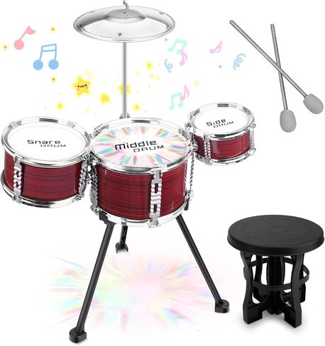 Upgraded Toddler Drum Set with Lights Kids Jazz Drum Kit for 3-5 Boys Girls in Kuwait