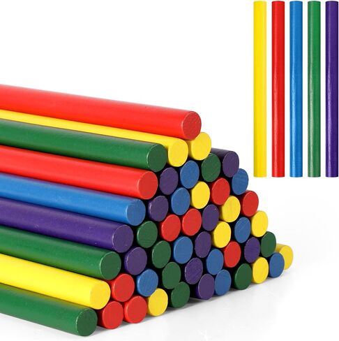 Halloscume 50 Pcs Rhythm Sticks for Kids, 8 Inch Wooden, Bright Color in Kuwait