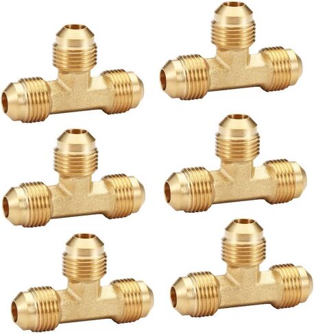 HQMPC Flare Fitting Brass Tube Tee 1/2" Flare Fitting Gas Tee 2Pcs in Kuwait