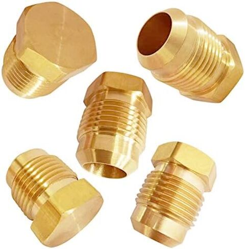 5PCS Brass Flared Plug 3/8" Tube OD, SAE 45 Degree Flare Tube Fitting Brass Seal Plug Hex Flare Plug in Kuwait