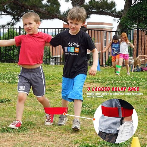 28PCS Potato Sack Race Bags, Egg and Spoon Race,Carnival Games 3-Legged Relay Race Bands, Outdoor Games for Kids and Adults (with Game Prizes & Whistles), Outside Yard Lawn Birthday Party Games in Kuwait