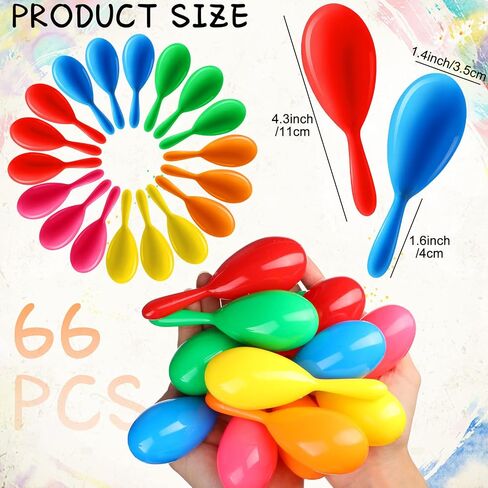 Vinsot 66 Packs Mini Maracas for Kids, Mexican Party Shakers, 6 Colors in Kuwait