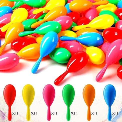 Vinsot 66 Packs Mini Maracas for Kids, Mexican Party Shakers, 6 Colors in Kuwait