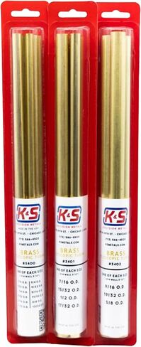 K&S Precision 3400 أنابيب تلسكوبية مستديرة من النحاس 1/16، 3/32، 1/8، 5/32، 3/16، 7/32، 1/4، 9/32، 5/16، 11/32، 3/8، 13/32 "O. D. × 0.14 "سمك الجدار 12" طول، حزمة من 12 in Saudi Arabia