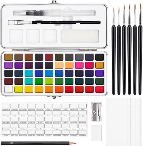 JEAWIWI Watercolor Paint Set, 50 Colors, Portable Water Color Kit in Saudi Arabia