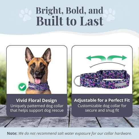 Lucky Love Dog Wide Martingale Collar for Large Dogs Cute – Primrose, Large in Saudi Arabia