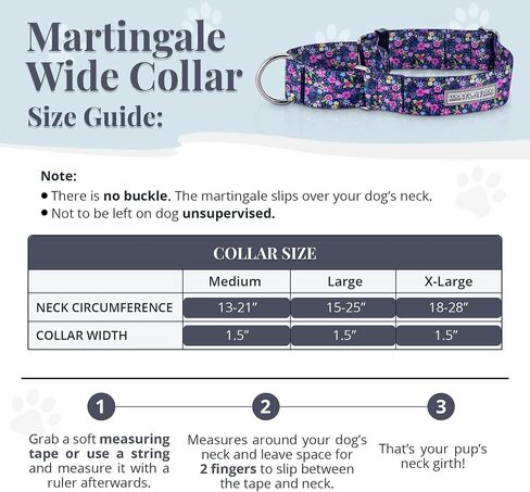 Lucky Love Dog Wide Martingale Collar for Large Dogs Cute – Primrose, Large in Saudi Arabia