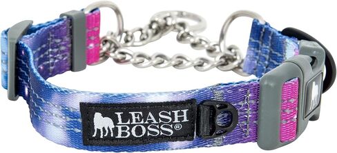 Leash Boss Martingale Collar for Dogs - Steel Chain | Reflective Nylon Dog Collar for Large Dogs, Medium and Small Dogs | No Pull Pet Training Collar Small in Saudi Arabia