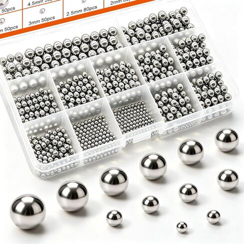 weideer 600pcs 12 Size Stainless Steel Precision Steel Balls 1-8mm Metric Bicycle Bearing Balls Assortment Kit Mixing Balls 1mm 2mm 2.5mm 3mm 3.5mm 4mm 4.5mm 5mm 5.5mm 6mm 7mm 8mm K-085-600 in Kuwait