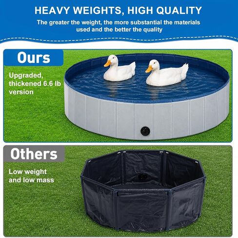 Foldable Duck Pool: Upgraded Version 6.6 lbs Portable Hard Shell Duck Pond for Ducks Dogs Cats 39.4x11.8 Inch Collapsible Pet Bath Tub Indoor Outdoor Use (Gray and Dark Blue) in Kuwait