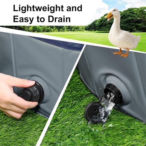 Foldable Duck Pool: Upgraded Version 6.6 lbs Portable Hard Shell Duck Pond for Ducks Dogs Cats 39.4x11.8 Inch Collapsible Pet Bath Tub Indoor Outdoor Use (Gray and Dark Blue) in Kuwait