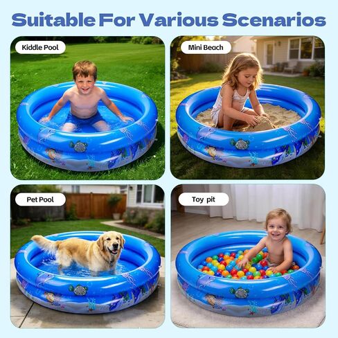 Inflatable Kiddie Swimming Pool for Toddler - 34"X7"，Swimming Pool for Kids Ages 1-3/4-8, Inflatable Ball Pit Pool for Baby, Small Infant Pool, Kid Pools for Backyard, Kiddie Pool for Dogs/Puppy in Kuwait
