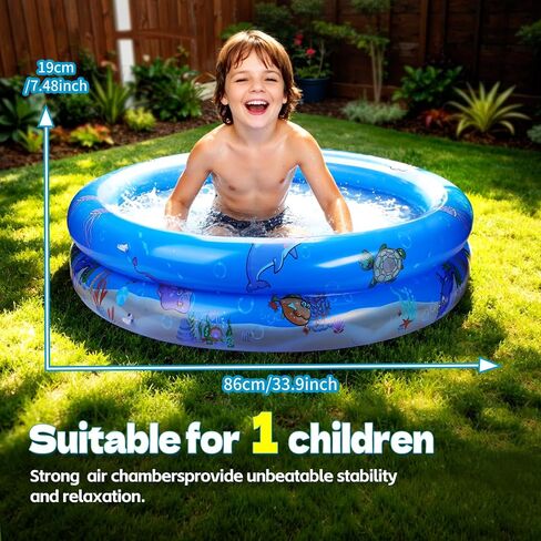 Inflatable Kiddie Swimming Pool for Toddler - 34"X7"，Swimming Pool for Kids Ages 1-3/4-8, Inflatable Ball Pit Pool for Baby, Small Infant Pool, Kid Pools for Backyard, Kiddie Pool for Dogs/Puppy in Kuwait