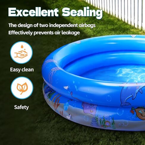 Inflatable Kiddie Swimming Pool for Toddler - 34"X7"，Swimming Pool for Kids Ages 1-3/4-8, Inflatable Ball Pit Pool for Baby, Small Infant Pool, Kid Pools for Backyard, Kiddie Pool for Dogs/Puppy in Kuwait