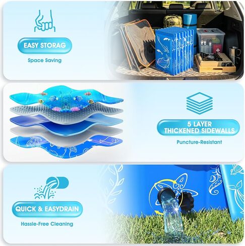 Foldable Kiddie Pool with Canopy Toddler Swimming Pool 53*40*33IN in Kuwait