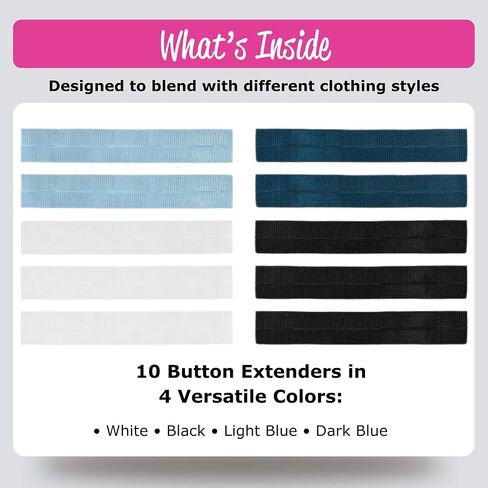 Fashion First Aid Easy Pants Button Extenders, 10 Pack, 4 Color in Kuwait