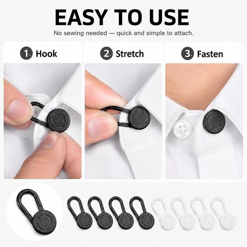 16 PCS Collar Extenders for Men's Dress Shirts, Elastic Neck Button Extenders for Shirt Collar Expansion, Comfortable 1/2 Size Shirt Neck Extenders for Shirts, Ties and Suits in Kuwait