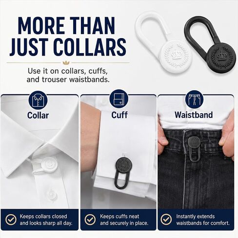 16 PCS Collar Extenders for Men's Dress Shirts, Elastic Neck Button Extenders for Shirt Collar Expansion, Comfortable 1/2 Size Shirt Neck Extenders for Shirts, Ties and Suits in Kuwait