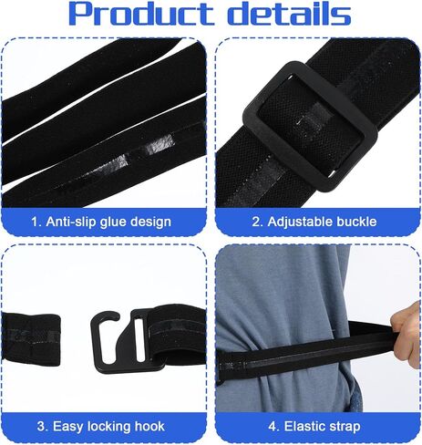 2 Pack Shirt Stays for Men, Non-Slip Shirt Stay Belt Flexible Nylon in Kuwait