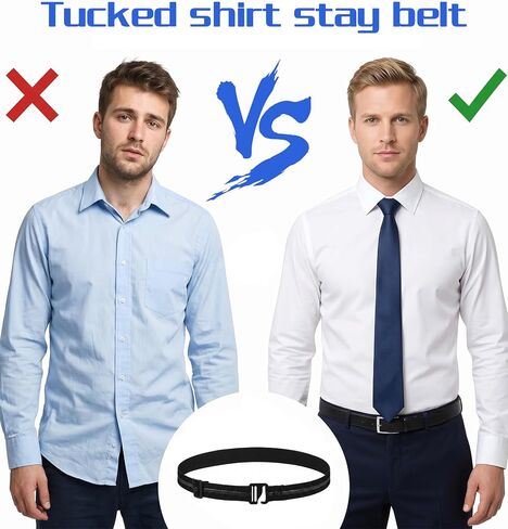 2 Pack Shirt Stays for Men, Non-Slip Shirt Stay Belt Flexible Nylon in Kuwait