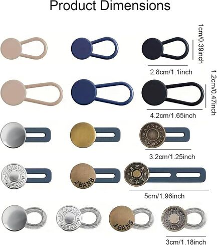 lastic Pant Waist Extenders Button Expander for Jeans Trousers, No Sew Silicone Adjustable Waistband 16/12 Pcs Mixed in Kuwait