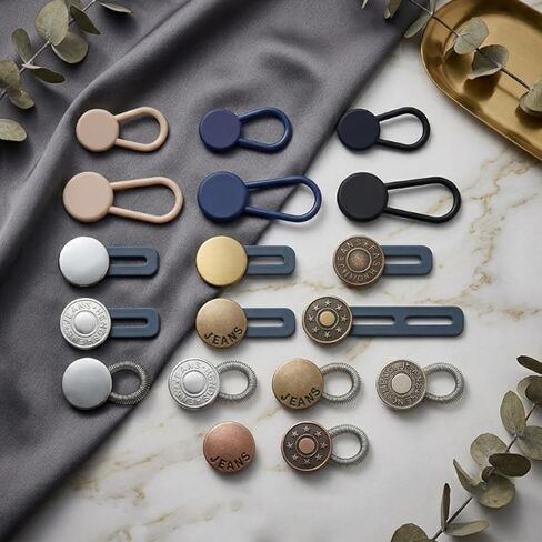 lastic Pant Waist Extenders Button Expander for Jeans Trousers, No Sew Silicone Adjustable Waistband 16/12 Pcs Mixed in Kuwait