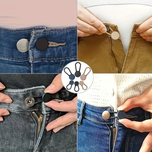 lastic Pant Waist Extenders Button Expander for Jeans Trousers, No Sew Silicone Adjustable Waistband 16/12 Pcs Mixed in Kuwait