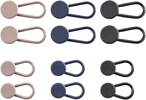 12Pcs Adjustable Waist Button Extenders – Elastic Extension Clips for Pants, Skirts & Jeans, Unisex Fit in Kuwait